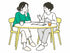 親子で話すきっかけに。母親と子どもがテーブルを囲むイラスト